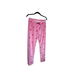 Pink Candy Cane Bow Pajama Pants Women's Cozy Loungewear Sleepwear Holiday‎